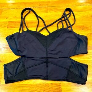 Lululemon "vintage" black mesh cutout bra size 6